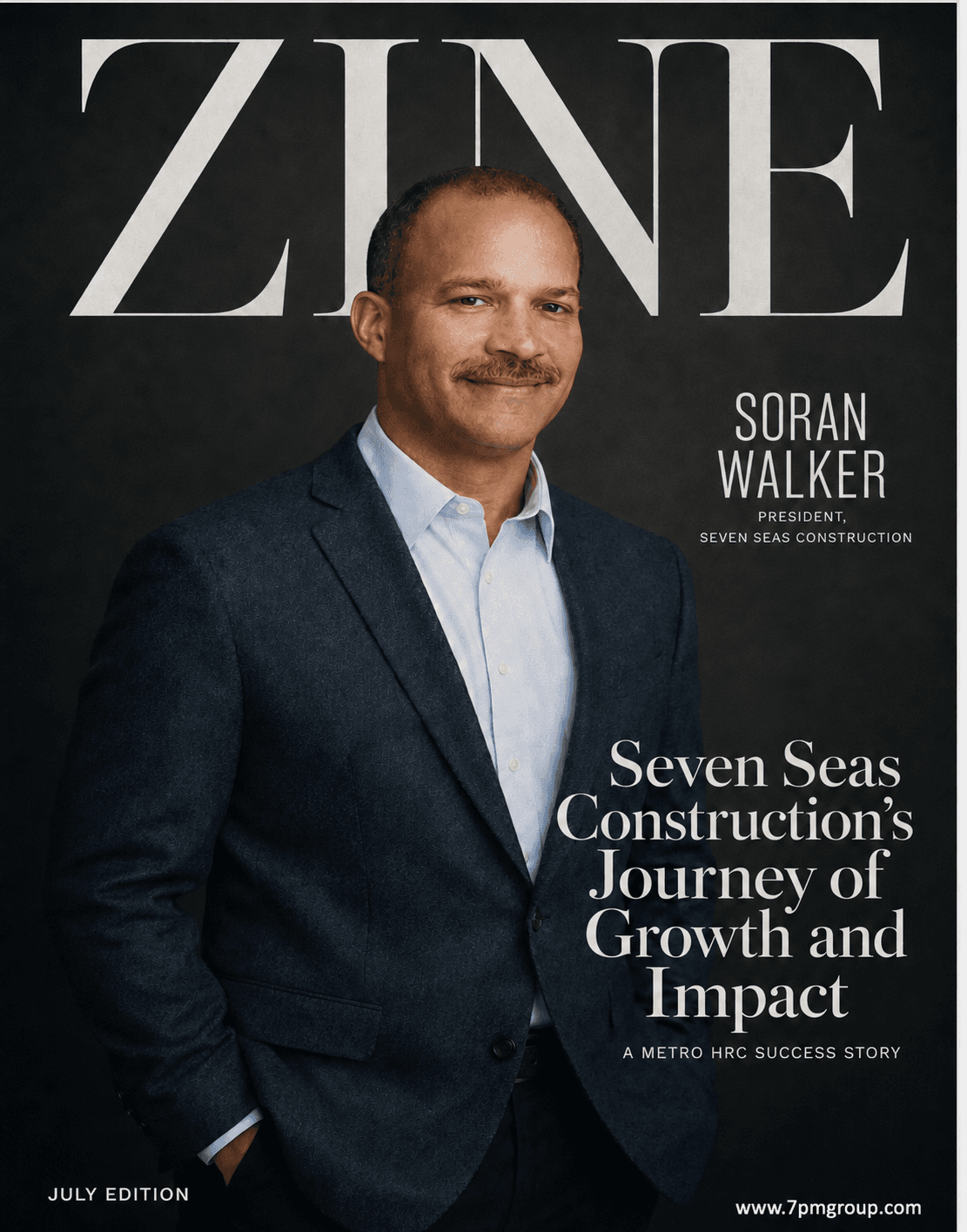Soren Walker in a navy sport coat and light blue shirt